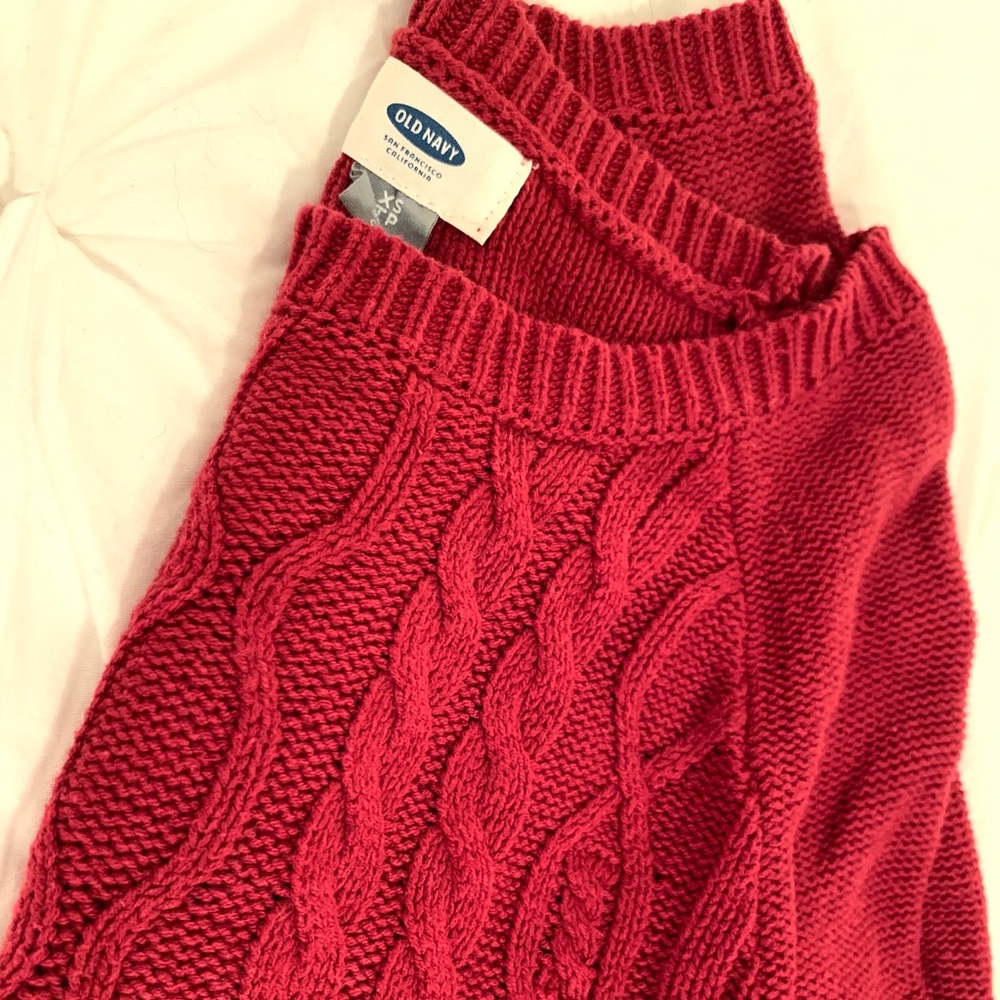 Red Cable Knit Sweater Dress
